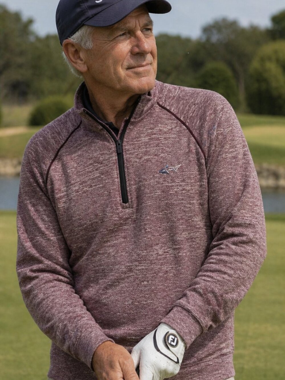 Greg Norman Mens Sweater Size Large Burgandy 1/4 Zip Pullover Preppy Golf Sports